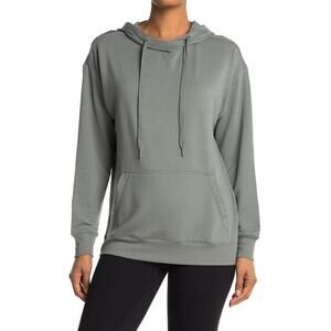 90 Degree By Reflex Hoodie Size LARGE Terry Brushed Pullover Sweatshirt Gray NEW